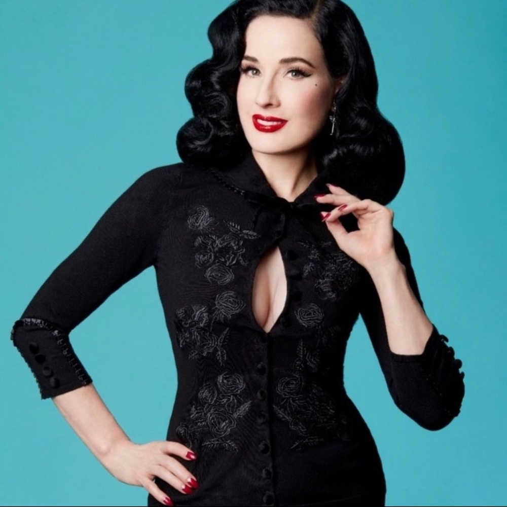 NWT Dita Von Teese Limited Edition Mademoiselle Onyx Wheels & Dollbaby Cardigan